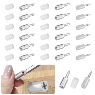 Imagem de 18 peças de parafusos autorroscantes suporte laminado de gabinete, pinos de prateleira com manga antiderrapante, suporte de prateleira parafusos autoperfurantes de pino de aço, parafuso integrado