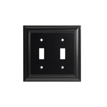 Imagem de CKP Brand #31193 Impressions Collection Placa de parede com interruptor duplo, preto