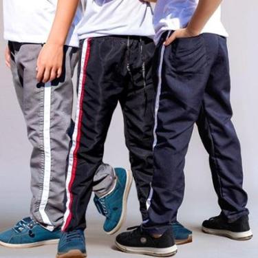 Imagem de Kit 3 Calças Infantil Tactel Masculina Uniforme Agasalho 271-Masculino