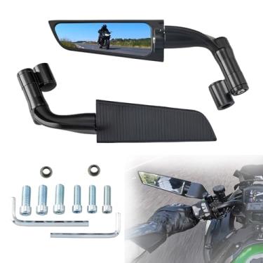 Imagem de Xintre Espelhos de motocicleta de corrida universais 10 mm e 8 mm Stealth Wind Wing Side Mirrors compatíveis com Honda Yamaha Kawasaki Z400 Z650 Z900 Suzuki Duke 1290 Super Duke R Evo ABS 390 Street