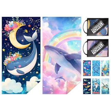 Imagem de NIBESSER Pacote com 2 toalhas de praia infantis para meninas e meninos 76,2 cm x 152,4 cm toalhas de banho de microfibra de secagem rápida sem areia leves e absorventes toalhas de banho para viagens