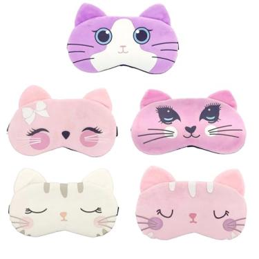 Imagem de Kit 10 Máscaras de Dormir Relaxante para os Olhos com Gel Térmico para Compressa Fria e Quente Reduz Olheiras Gatinho Rosa Laço Cansaço (2x01-2x03-2x04-2x05-2x06)