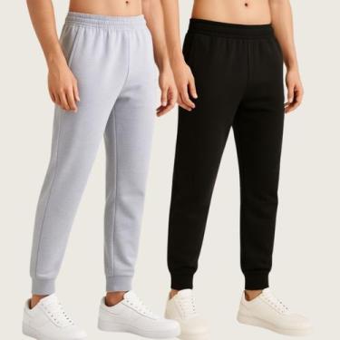 Imagem de Kit 2 Calça Jogger Masculina Moletom com Cós Elástico Conforto e Estil