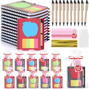 Imagem de Funrous 20 conjuntos de cadernos espirais a granel de agradecimento de professores com canetas adesivas, presentes de agradecimento para professores de estudantes, conjunto de papelaria de bolso para