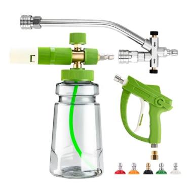 Imagem de REALYOU Canhão de espuma com acessório de conector duplo, acessórios de lavadora de pressão com conector rápido de 1/4 de polegada, 5 pontas de bocal de lavadora de pressão, pistola de lavagem de