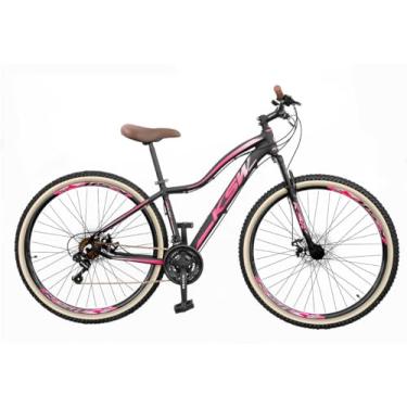 Imagem de Bicicleta MTB Aro 29 com 24 Marchas – Quadro e Componentes em Alumínio, Freio a Disco Mecânico, Suspensão 80mm, Transmissão 3x8,17,Preto Rosa