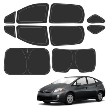 Imagem de D-Lumina Persiana de janela para Toyo'ta Prius Hatchback 2010-2015, pára-brisa frontal lateral e traseiro, protetor de viseira de sol bloqueador de raios UV, dobrável 2 camadas 210T material para-sol