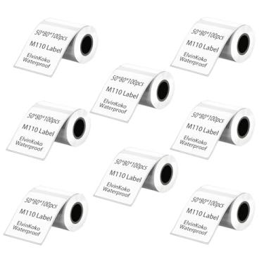 Imagem de 8Rolls M110 etiquetas térmicas para papéis de etiqueta M221/M220/M120/M200 1,97" x 3,15" (50 x 80 mm), 100 etiquetas/rolo à prova d'água adesivo P50 etiquetadora 50 x 80