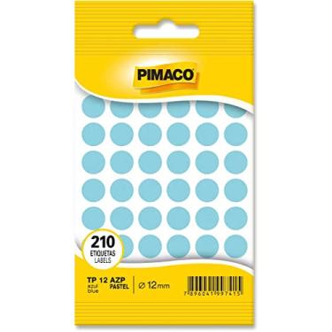 Imagem de Etiqueta Adesiva Pimaco, Multiuso TP-12-AZP, Azul Pastel, Ø 12mm, envelope com 5 fls - 210etiquetas, 970816