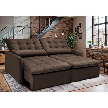 Imagem de Sofá Sem Caixa Retrátil 1,80m Softgel Celeste Velusoft Café Cama Inbox