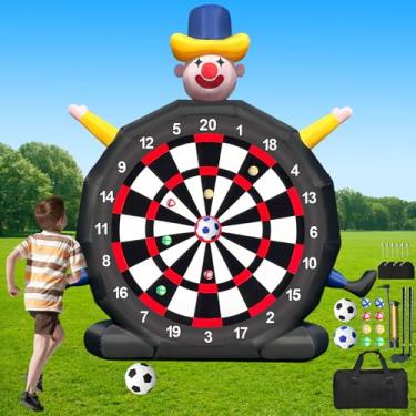 Imagem de Heipigo Tabuleiro De Dardos Inflável Gigante Futebol 14 Pés Com 8 Bolas Golfe E 2 Kickball, Soprador 350 W Bomba Ar Para Jogos Esportivos Ao Livre, Academia, Acampamento