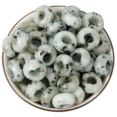 Imagem de Nupuyai — Contas largas de pedra grande para fabricação de joias, pacote com 30, contas europeias de rondelle polidas para berloques, Sesame Jasper, 8x14(mm), 30