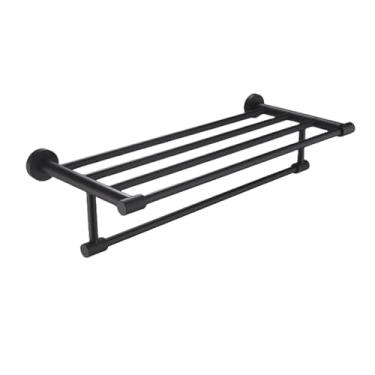 Imagem de Suporte de parede preto em aço inoxidável para toalhas, suporte para rolo de papel higiênico, gancho para roupão, escova de banheiro, acessórios para banheiro (toalheiro)