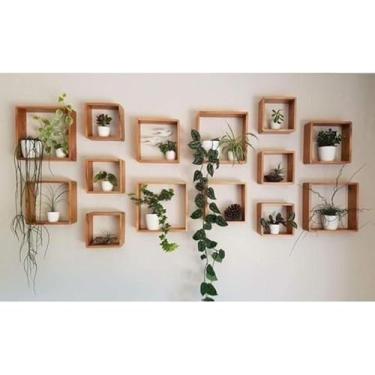 Imagem de kit 10 nichos Quadrados Madeira Pinus decoração