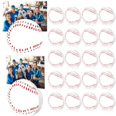 Imagem de Marspark 20 peças de suporte de cartão de beisebol esportivo em forma de bola suporte de mesa base de madeira, clipe de memorando, clipe de exibição de fotos, para mesa de Natal, casamento, festa de