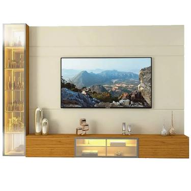 Imagem de Painel Luminare para TV até 85 Polegadas com LED 4 Portas Gelius Cor Off White Naturale