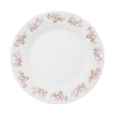 Imagem de Prato Raso de Vidro Branco Flowers Flores Pink 25,5cm Em Casa Tem - Em