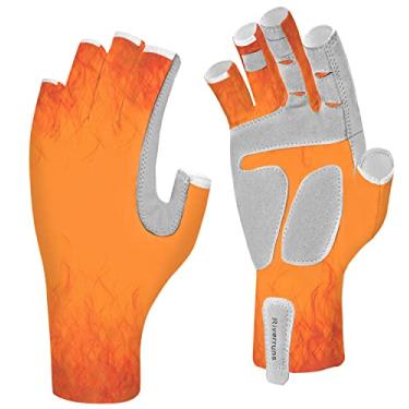 Imagem de EDSRDUX Luvas De Pesca Aventik Upf 50+ - Proteção Solar Sem Dedos Para Mulheres E Homens, Atividades Ao Ar Livre. (Fogo Vermelho, G)