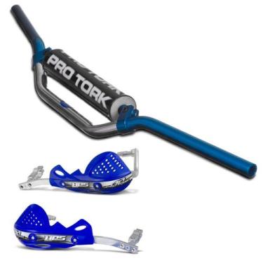 Imagem de Guidão Motocross Pro Tork Mx2 + Protetor De Mão Hps, AZUL, Único