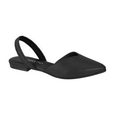 Imagem de Sapatilha Beira Rio Mule Bico Fino Feminina Slingback Elástico Preta, 