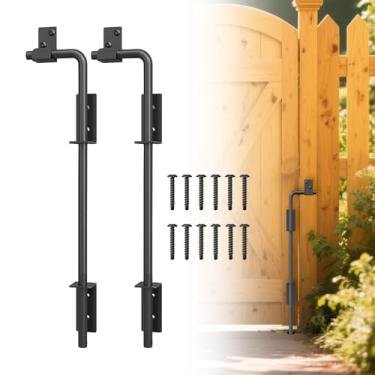 Imagem de URDOGSL Parafusos de bengala resistentes de 45,7 cm para portões com haste suspensa de hardware quadrada atualizada com acabamento preto para portões de cercas de vinil PVC de madeira, portas duplas