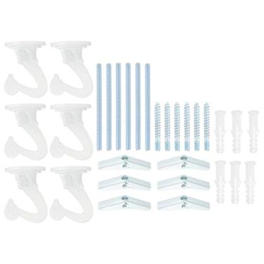 Imagem de PATIKIL Ganchos Swag, 6 peças de ganchos de teto resistentes com instalação de ferragens, fixação de parede, cabides de teto para pendurar lustres de plantas, branco