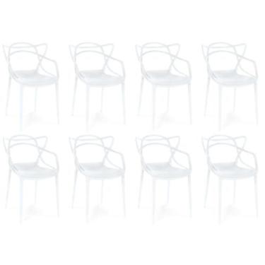 Imagem de Kit 8 Cadeiras de Jantar Allegra Prática Empilhável - Branco - Magazin