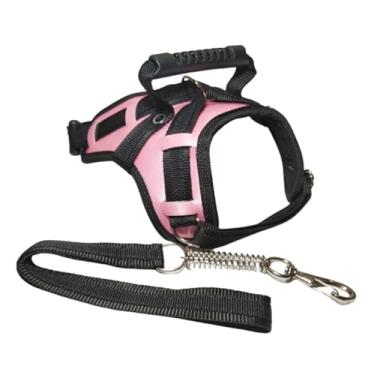 Imagem de Coleira pet resistente para cachorro pitbull labrador rottweiller + guia peitoral de cão husky(ROSA,M)