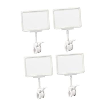 Imagem de Esquirla 4 peças de clipes para suporte de placas, grampos giratórios para etiquetas de preço, protetor de cartão de mercadorias, clipe de cabeça dupla para, Branco
