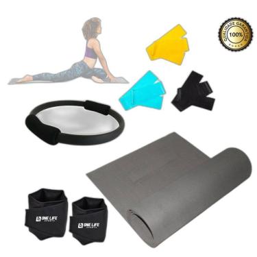 Imagem de Kit Yoga Pilates Anel + Tapete + Kit Faixa + Caneleira 1 Kg