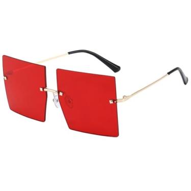 Imagem de Óculos de sol vintage femininos, grandes, sem aro, óculos de sol femininos, design moderno, transparente, sem armação, C5, outros