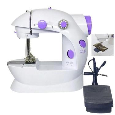 Imagem de Maquina de Costura Portatil Com Pedal Funciona com Pilha e Fonte Bivol