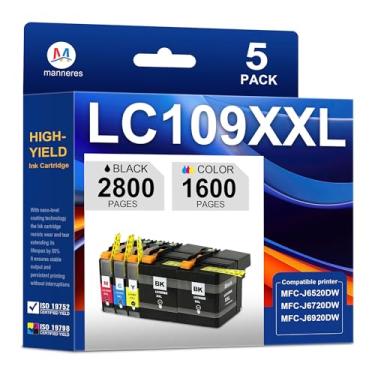 Imagem de LC109XXL Cartuchos de tinta de alto rendimento de substituição para Brother LC109 LC105 XXL LC109BK LC105C LC105M LC105Y para impressora MFC-J6520DW MFC-J6720DW MFC-J6920DW (pacote com 5, 2BK/1C/1M/1Y