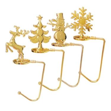 Imagem de oshhni 4x Suporte para Meias de Natal, Cabide Antiderrapante de Metal, Clipes, Manto, Suporte para Guirlanda para Casamentos, Natal, Bar, Festa de Fim de Ano, Ouro