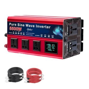 Imagem de 60V TO 110V,Inversor de energia de onda senoidal pura de 60 V para 110 V, 5500 W, 12 V/24 V/48 V/60 V/72 V CC para 110 V/220 V CA, com display LED, 5 tomadas CA para residências
