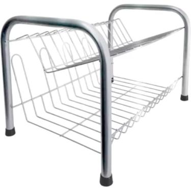 Imagem de Escorredor de Pratos em Aço Inoxidável, 2 Níveis, Suporte de Mesa, Branco