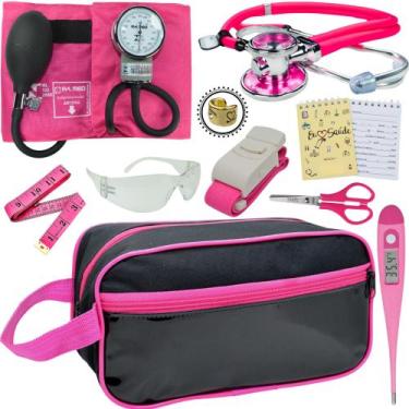 Imagem de Kit Academico Enfermagem Premium Preto Completo - Love Saude, ROSA PAM