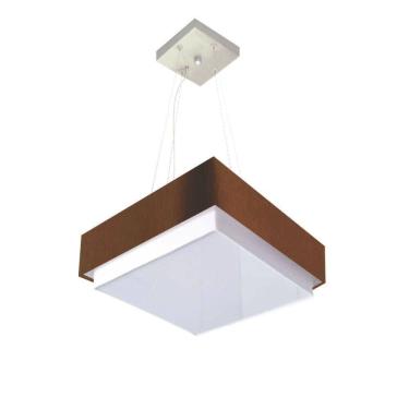 Imagem de Lustre Para Sala De Jantar Vivare Md-4402 Cúpula Em Tecido 40x40cm Café 127/220v