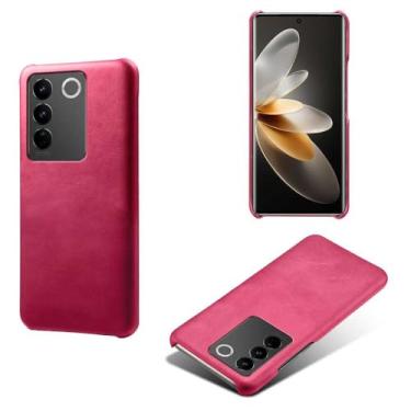 Imagem de Capa para vivo S16 Pro,Proteção contra quedas,Casca de volta de cor sólida simples,Design de couro de imitação de plástico-Rose