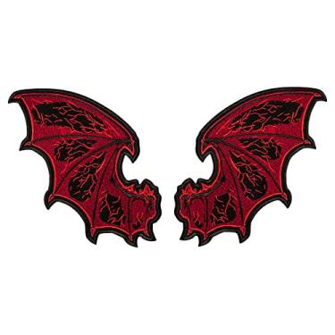 Imagem de Remendo Embroverse Demon Red Wings - Acessório Danger Halloween para jaqueta traseira - Remendos bordados a ferro - 15 x 5,9 polegadas (38 x 15 cm)
