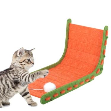 Imagem de Arranhador para gatos com brinquedo de bola de pelúcia, arranhadores de feltro para gatos em ambientes internos descansando e brincando, arranhadores duráveis evitam danos nos móveis, fácil de limpar
