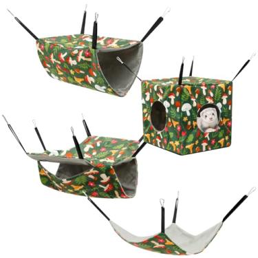 Imagem de Conjunto de 4 peças de rede para hamster, rede suspensa para animais pequenos, cama quente, cama esconderijo lavável, gaiola de dormir macia e aconchegante para porquinho-da-índia, rato, gerbil