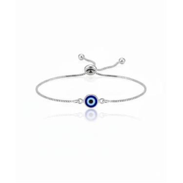 Imagem de Pulseira Regulável Mini Olho Grego Banhado a Prata - Almadine Joias