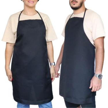 Imagem de Avental Cozinha Buffet Oxford Liso Preto Padaria Lanchonete Garçom Coz