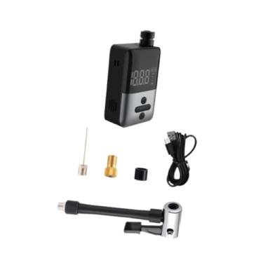 Imagem de Generic Mini bomba de ar para bicicleta, bomba elétrica precisa de até 110 PSI com medidor digital com válvula Presta e Schrader para bola esportiva