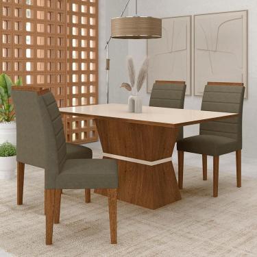 Imagem de Mesa 1,36 Biella Com 4 Cadeiras Estofadas Freijó/off/sd Capucci - M.a