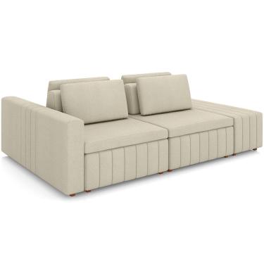 Imagem de Sofá Ilha com Puff para Sala Living 265cm Amber M03 Linho Cru - Lyam Decor