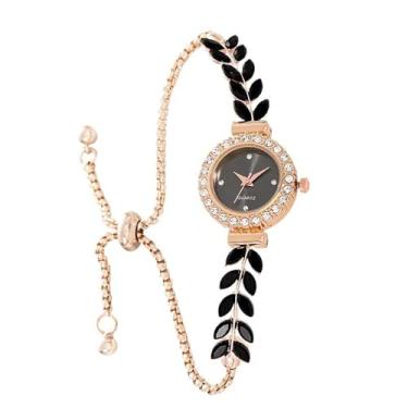 Imagem de MINILUJIA Relógio feminino com pulseira de couro, fácil leitor, relógios femininos de quartzo simples