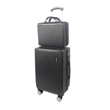 Imagem de Mala de Bordo 10kg com Frasqueira Bagagem de Mão Expansível ANAC Rodas Duplas 360° Cadeado TSA Antifurto Alça Lateral Design Leve Resistente Ideal para Viagens Avião (Preto)