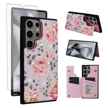 Imagem de Asuwish Capa de celular para Samsung Galaxy S25 Ultra 5G carteira celular com protetor de tela flor luxuosa porta-cartão de crédito suporte suporte S25Ultra 25S S 25 25Ultra 6,9 2025 mulheres meninas